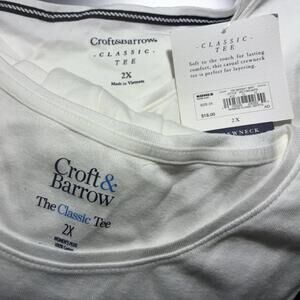 Lot of 2 Croft & Barrow Long Sleeve White T-Shirts - 2X NWT
